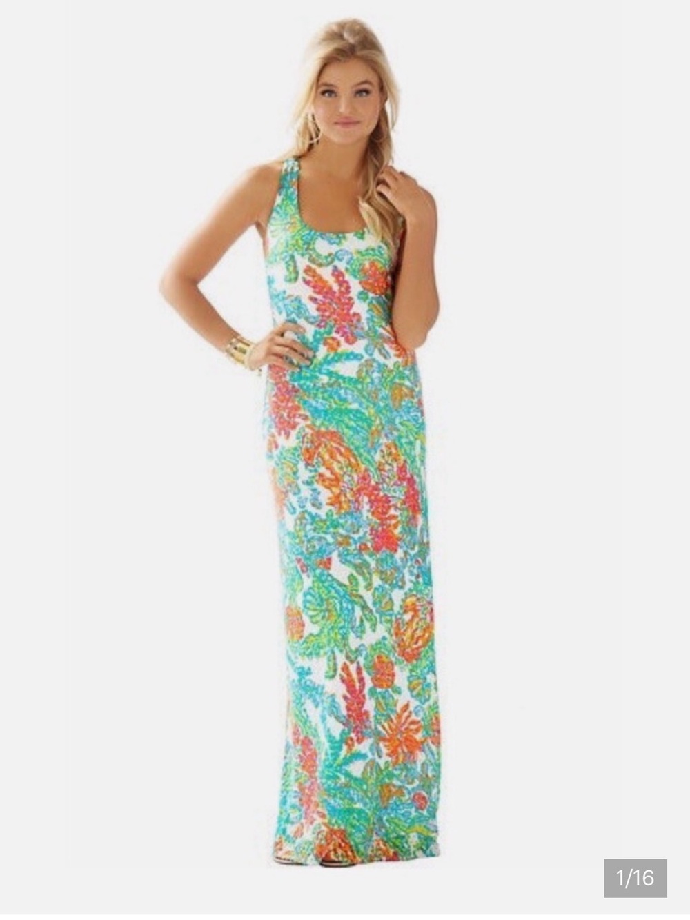 Lilly Pulitzer Bright Floral Astoria Crochet Racerback Maxi Dress -XL